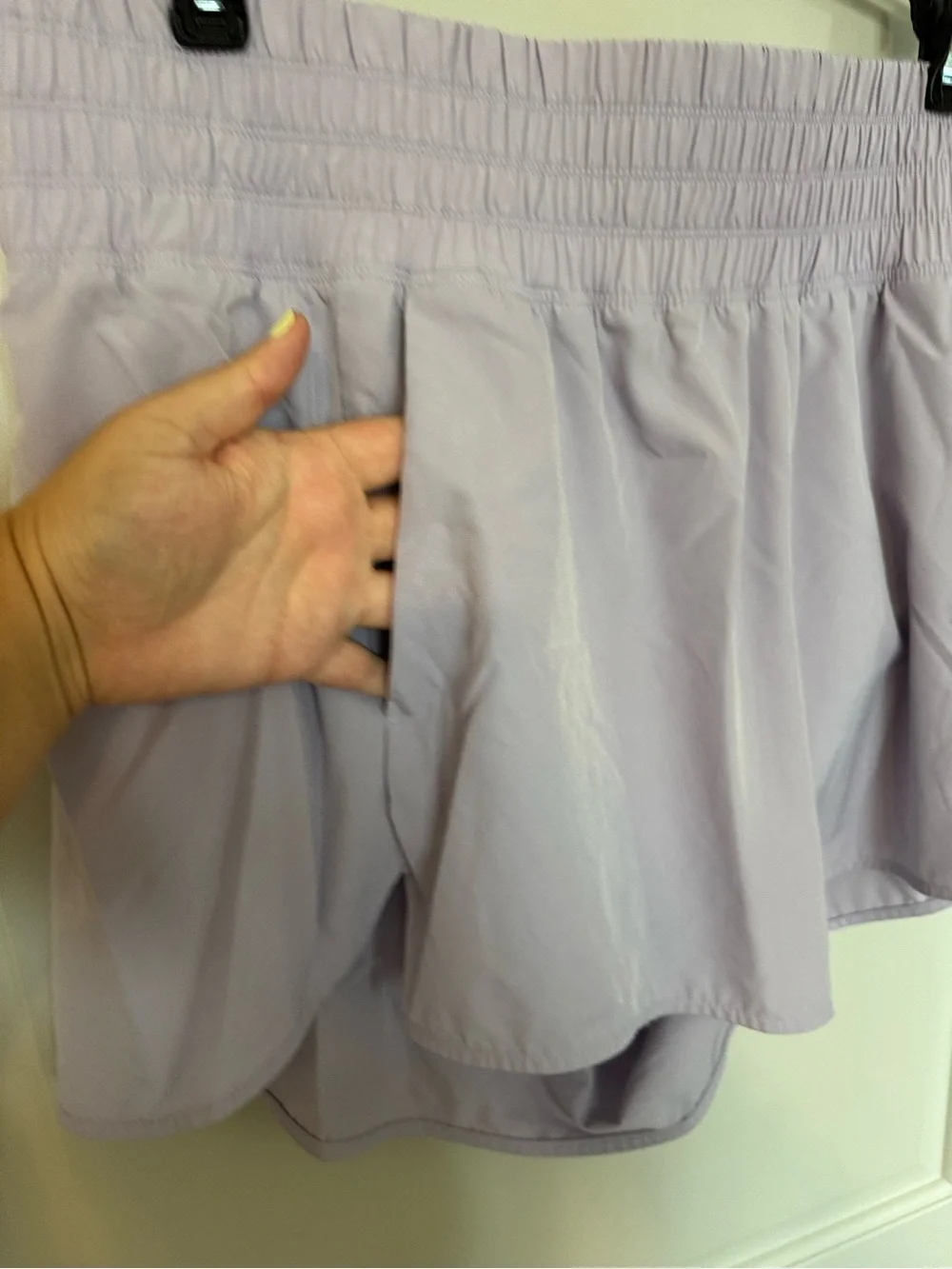 Old Navy Women’s Extra High-Waisted Crinkle Run Shorts 3-inch inseam in Lilac